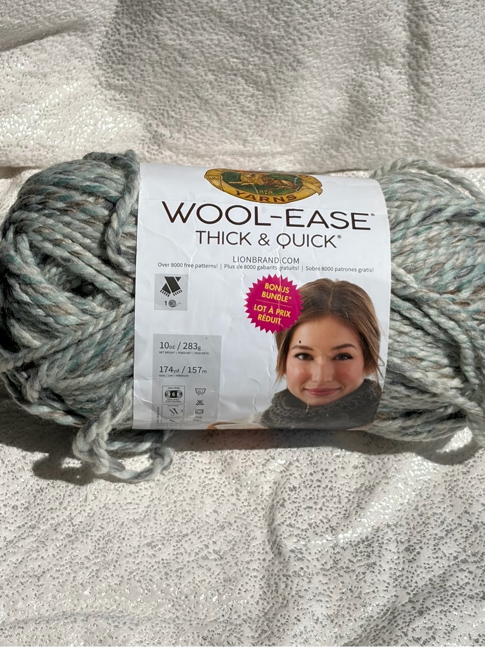 Lion Brand Wool Ease Thick & Quick yarn, Seaglass M542 - new Skein